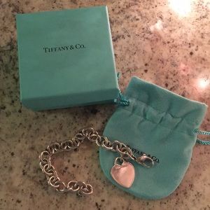 Tiffany & Co Heart Charm Bracelet 8” Silver